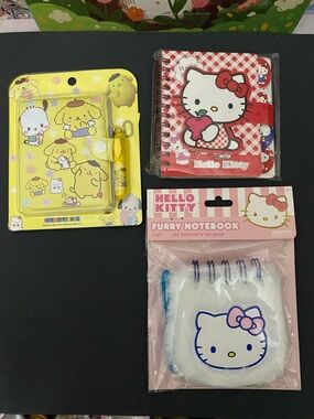Hello Kitty & Pompompurin Notebooks - White, Red, Yellow